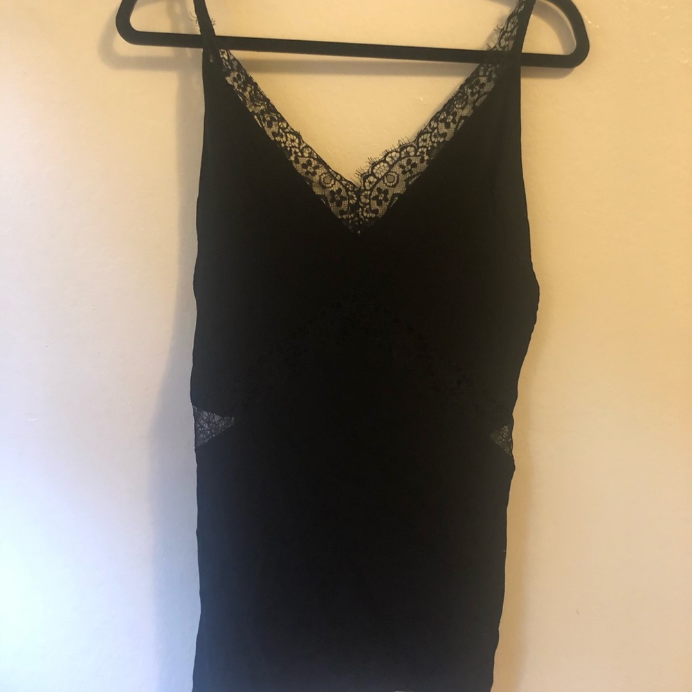 black lace slip dress